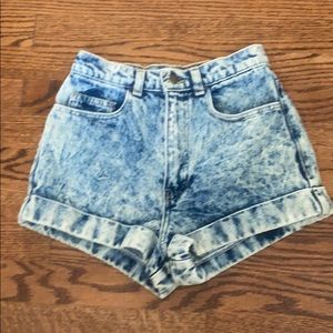 American Apparel High Waisted Acid Wash Mom Shorts